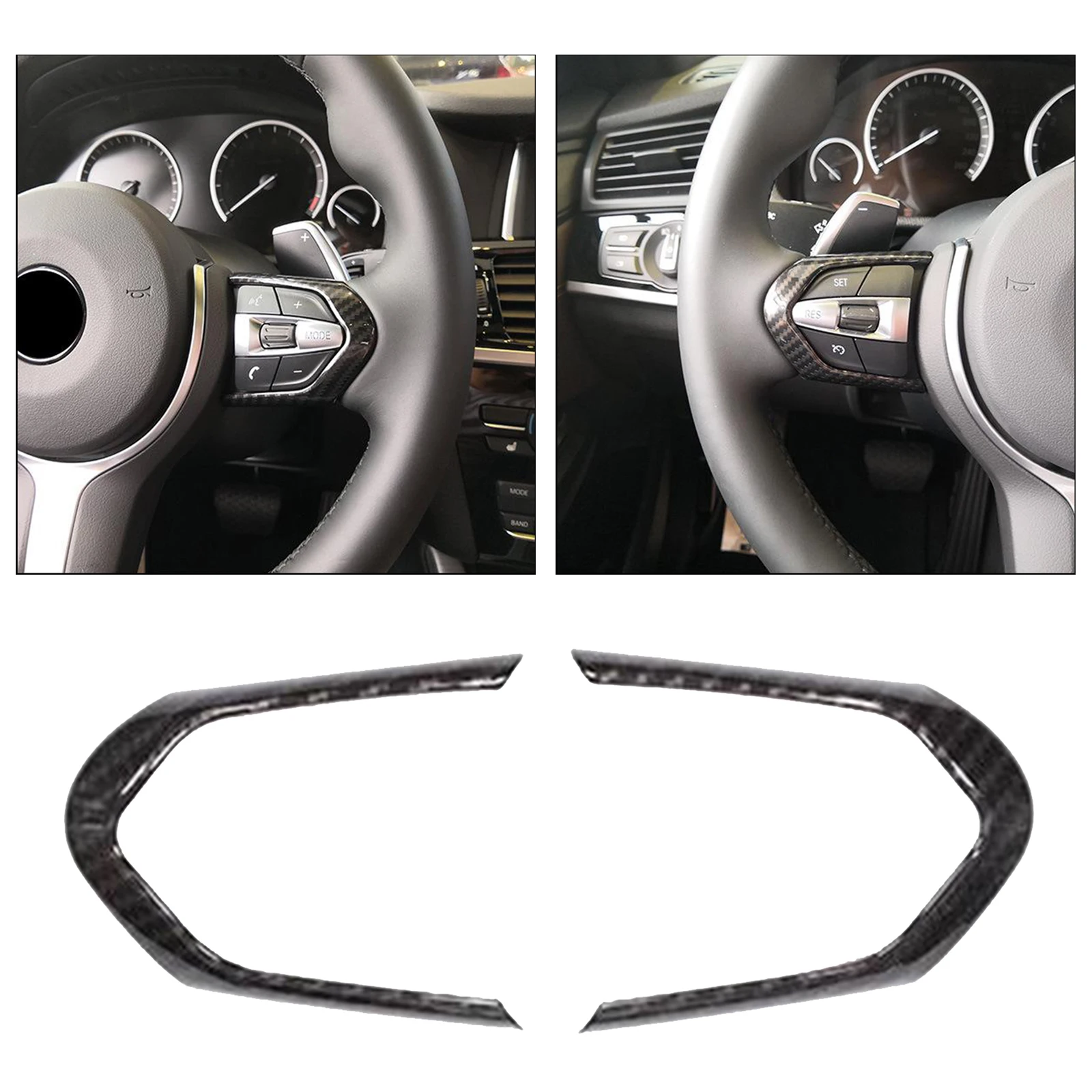 ABS Carbon Fiber Steering Wheel Button Switch Trim Covers For BMW M3 F80 M4 F82 