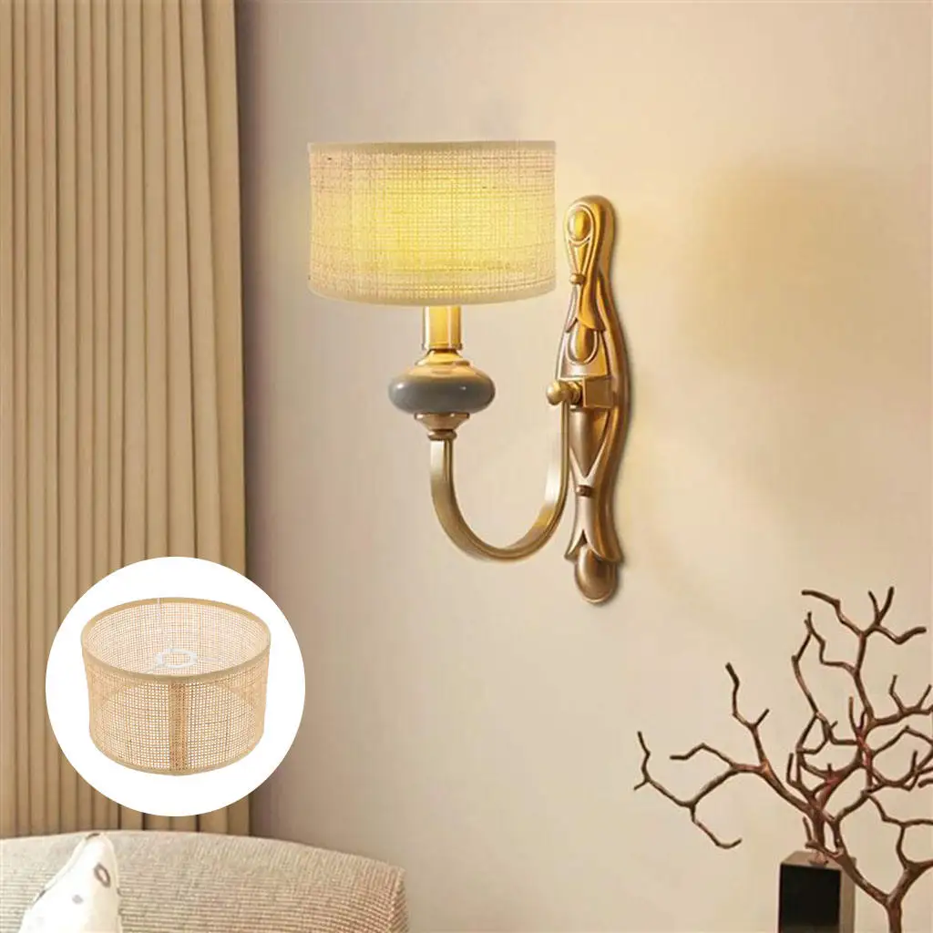 Ceiling Lampshade Natural Rattan Handwoven Lamp Accessories Home Decor Modern Style Table Light Shade for Dining Teahouse Home