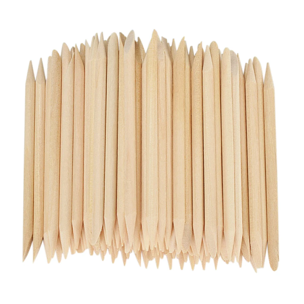 100Pcs Orange Wood Cuticle Pusher Remover Disposable Manicure And Pedicure Tool