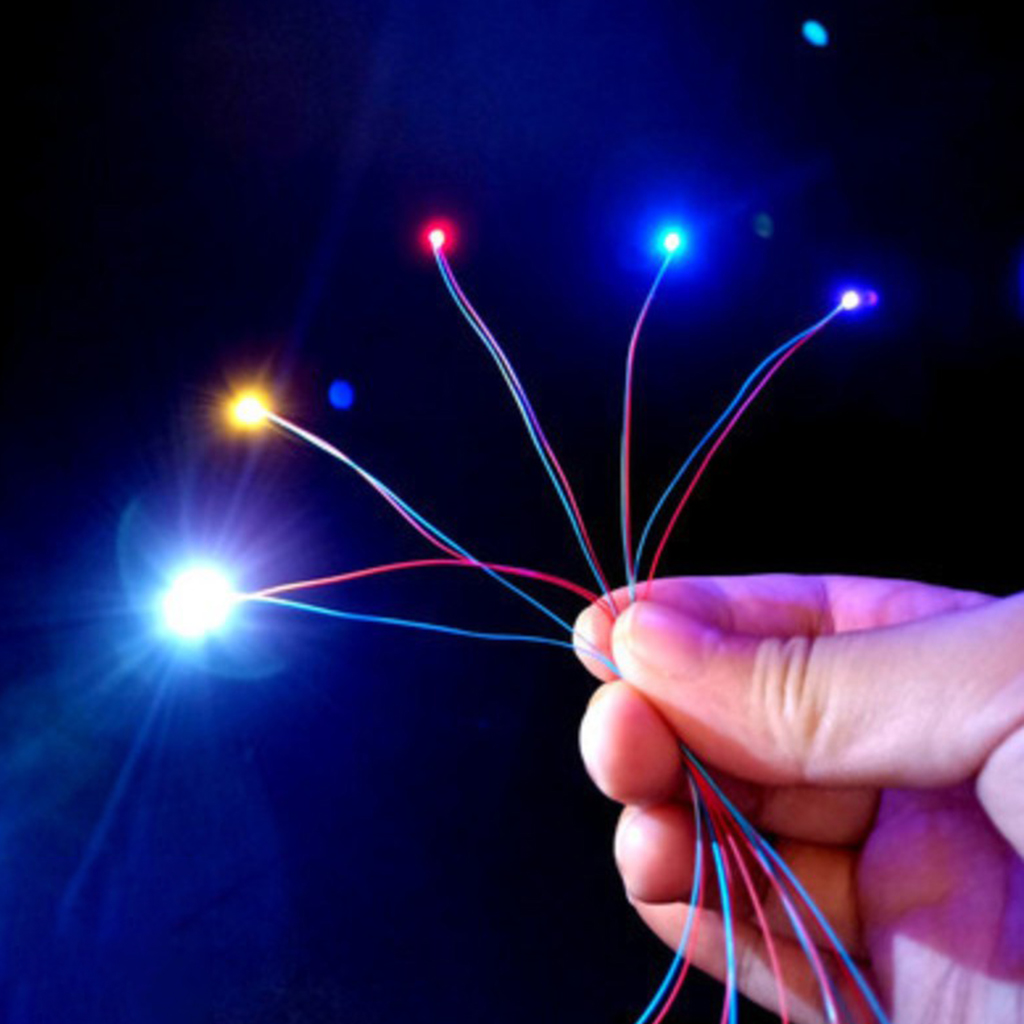 10/set Red Flash LED Light w Wire for Park Garden Military Model Layout Kit