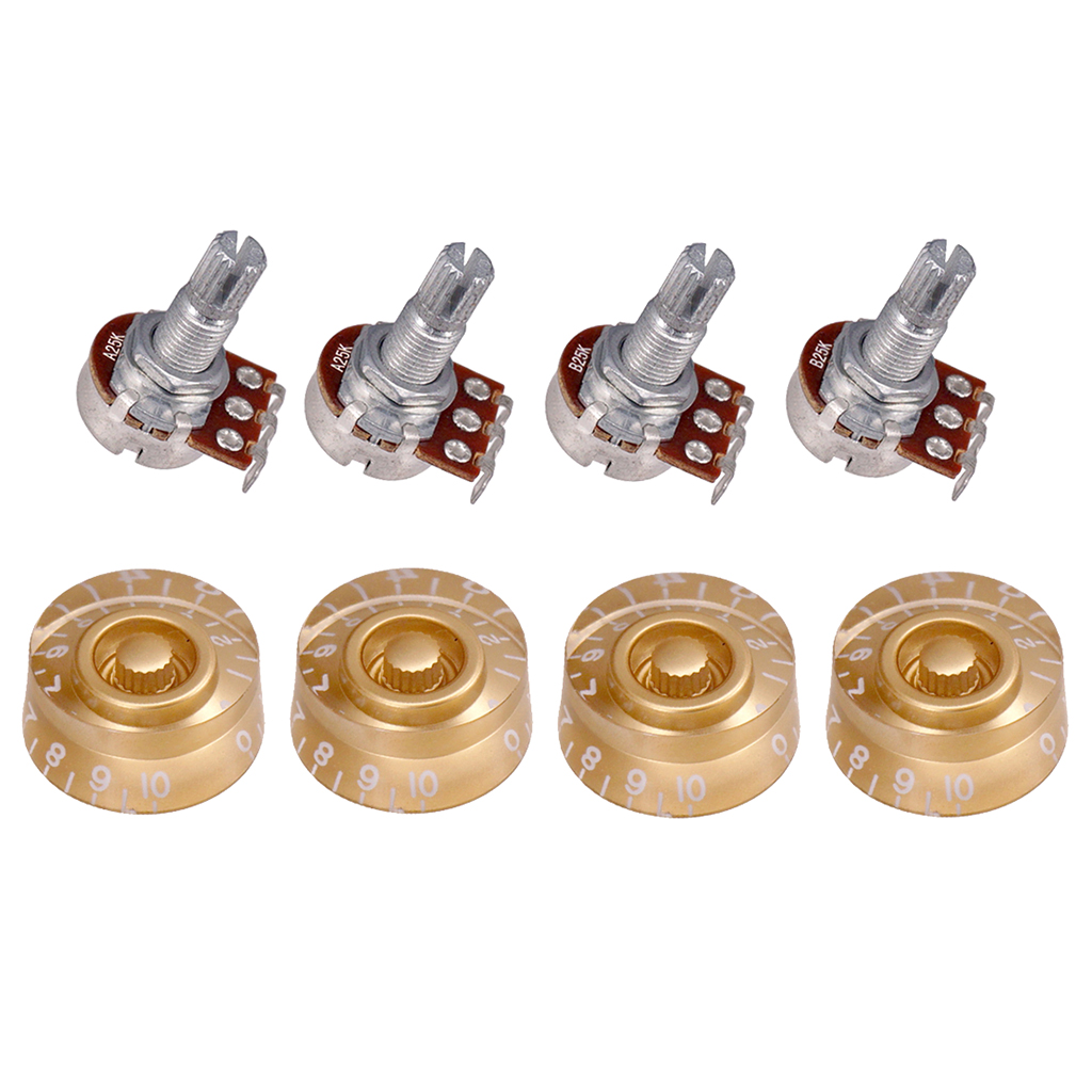 Guitar Speed Control Knobs Potentiometer 25K Combo 18mm Long Split Shafts