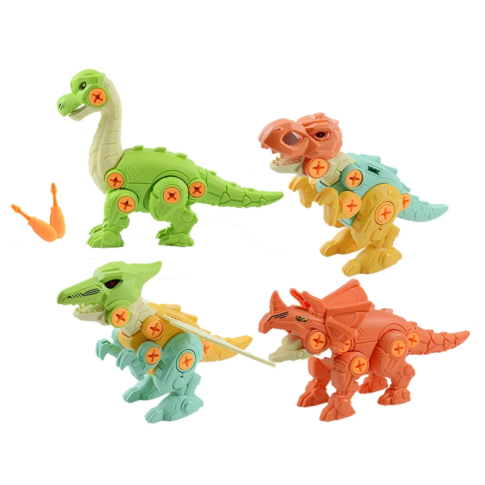 4x DIY Assembly Dinosaur Toys Kit with Flexible Joints Birthday Gifts Learning Toy Construction Toy for Kids Girls Children Boys