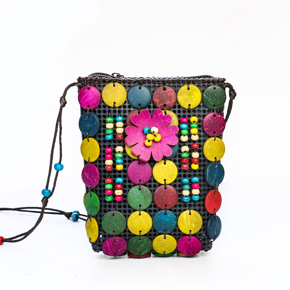 Coconut Shell Tasche Weibliche Schulter Rucksack Handy Ändern Schmuck Tasche Böhmischen Perlen Tasche Dekoration Handwerk Lagerung Tasche – Detail 3