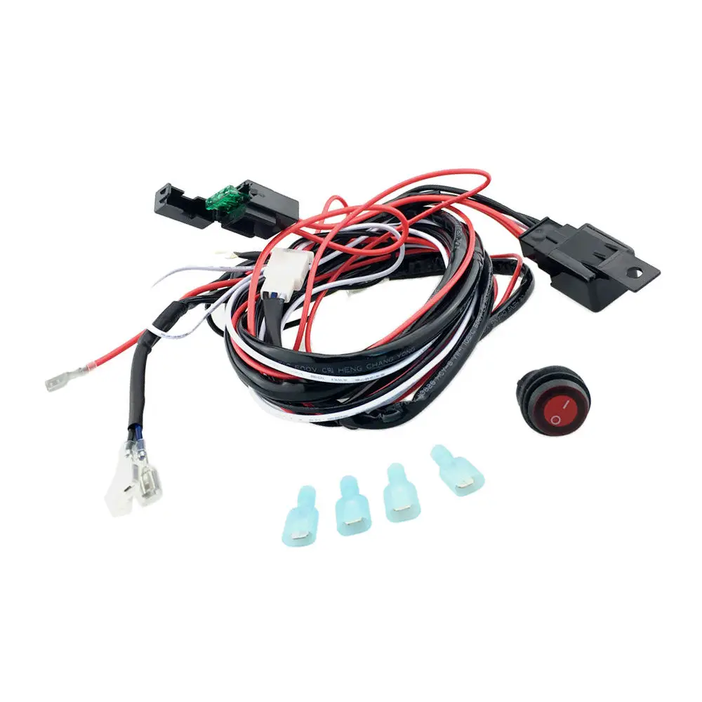 12V 40A Wiring Harness, Wiring Kit, Safety Relay Switch for 2 LED Work Fog