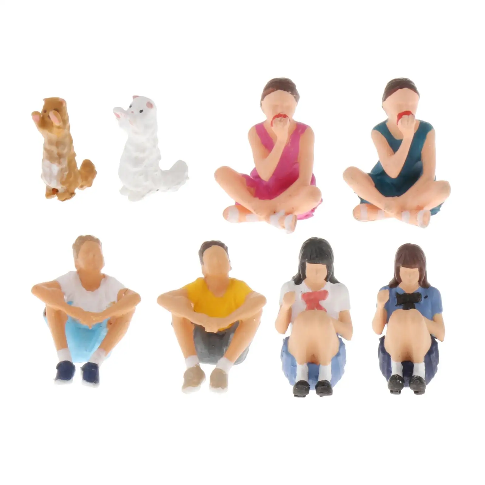 People Action Figures 1:64 Scale Model People Figures Small People Sitting And Crouching for Miniature Scenes