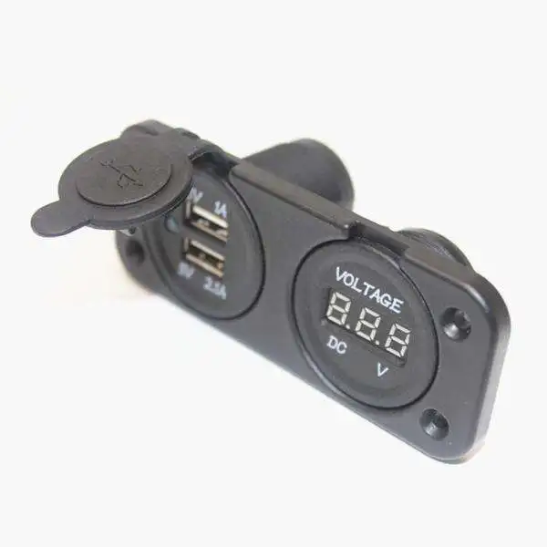 12V-24V Car Boat Tractor USB Charger and Voltmeter Power Supply Voltage Tester Reverse Protection