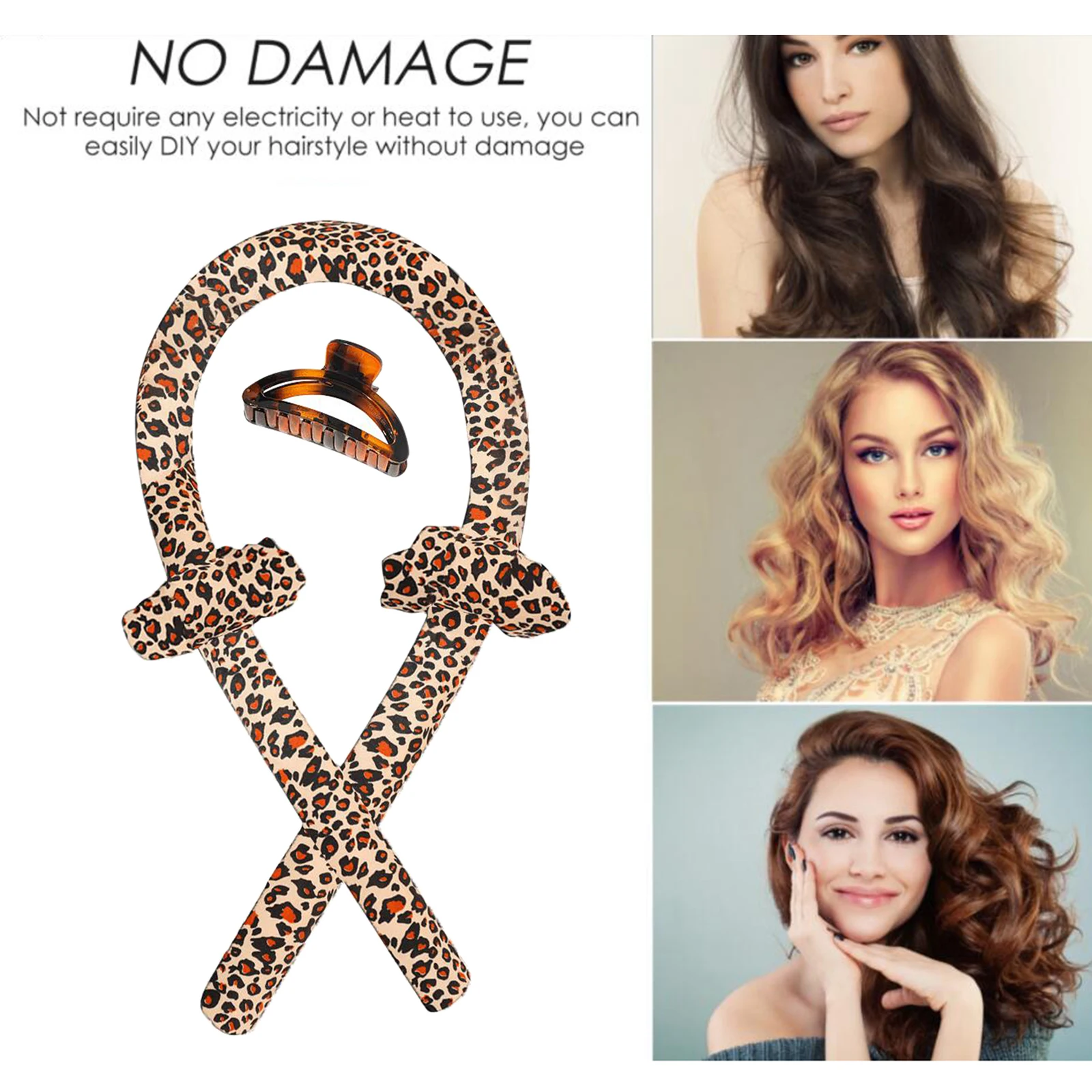 Heatless Curling Rod Hair Roller Sets, Salon Hair Dressing Curlers, Hair Curlers Make Hair Soft And Shiny (Leopard)