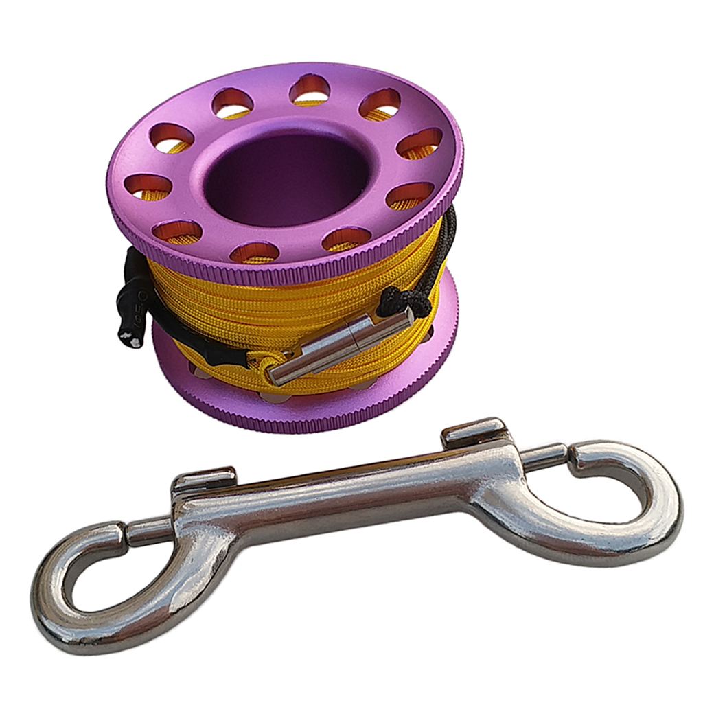 Perfeclan Aluminum Alloy Compact Scuba Diving Finger Spool Reel (49ft) with Double Ended Stainless Steel Boltsnap