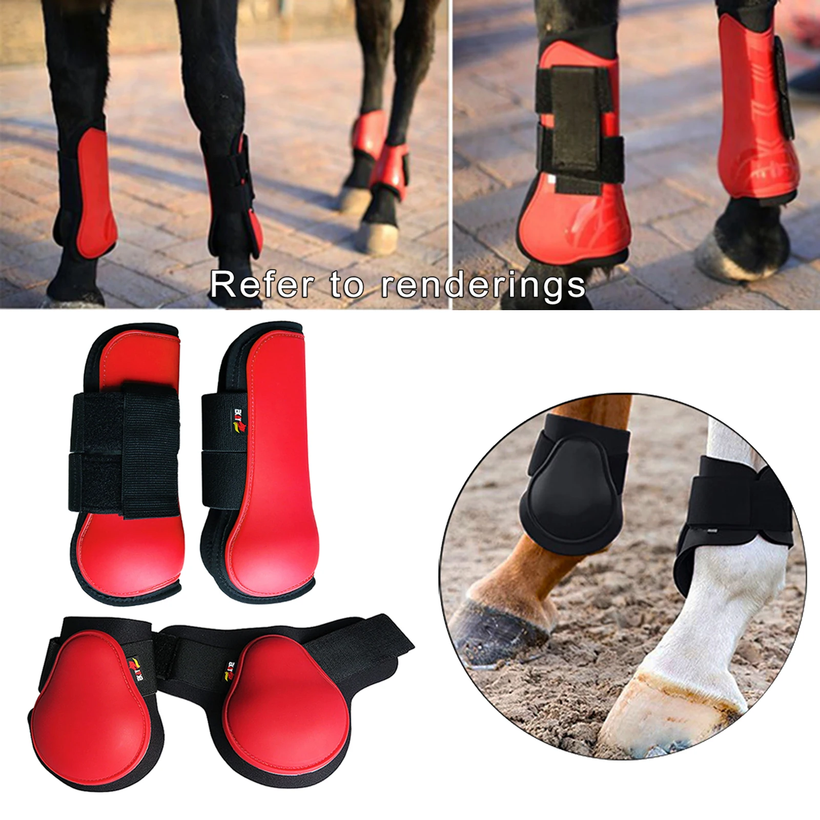 4pcs Horse Tendon and Fetlock Boots Horse Front Hind Leg Boots Leg Protection Boots Horse Protective Gear Equestrian Equipment 