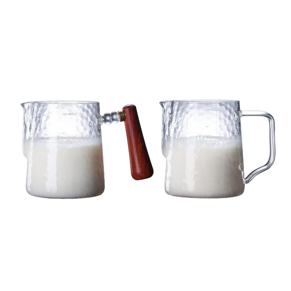 Glass Milk Frothing Jug Cream Steam Coffee Garland Cup Decorating Cup Jug Latte Frothing Art Jug for Barista Espresso Cappuccino