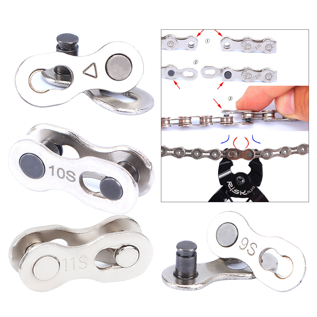 Bike Chain Link Silver Missing Chain Connectors Link Quick Release Chain Master Link Joint Connector Clip Lock Accessories