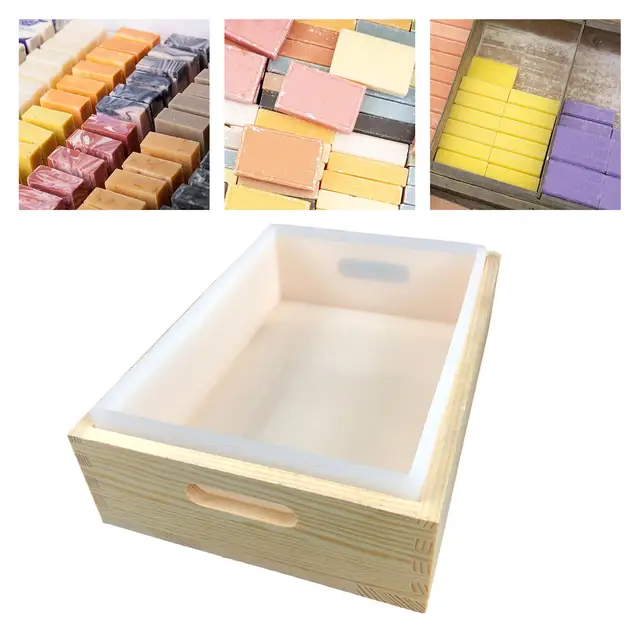 Soap Mold With Wood Box Cover Silicone Material Liner Large