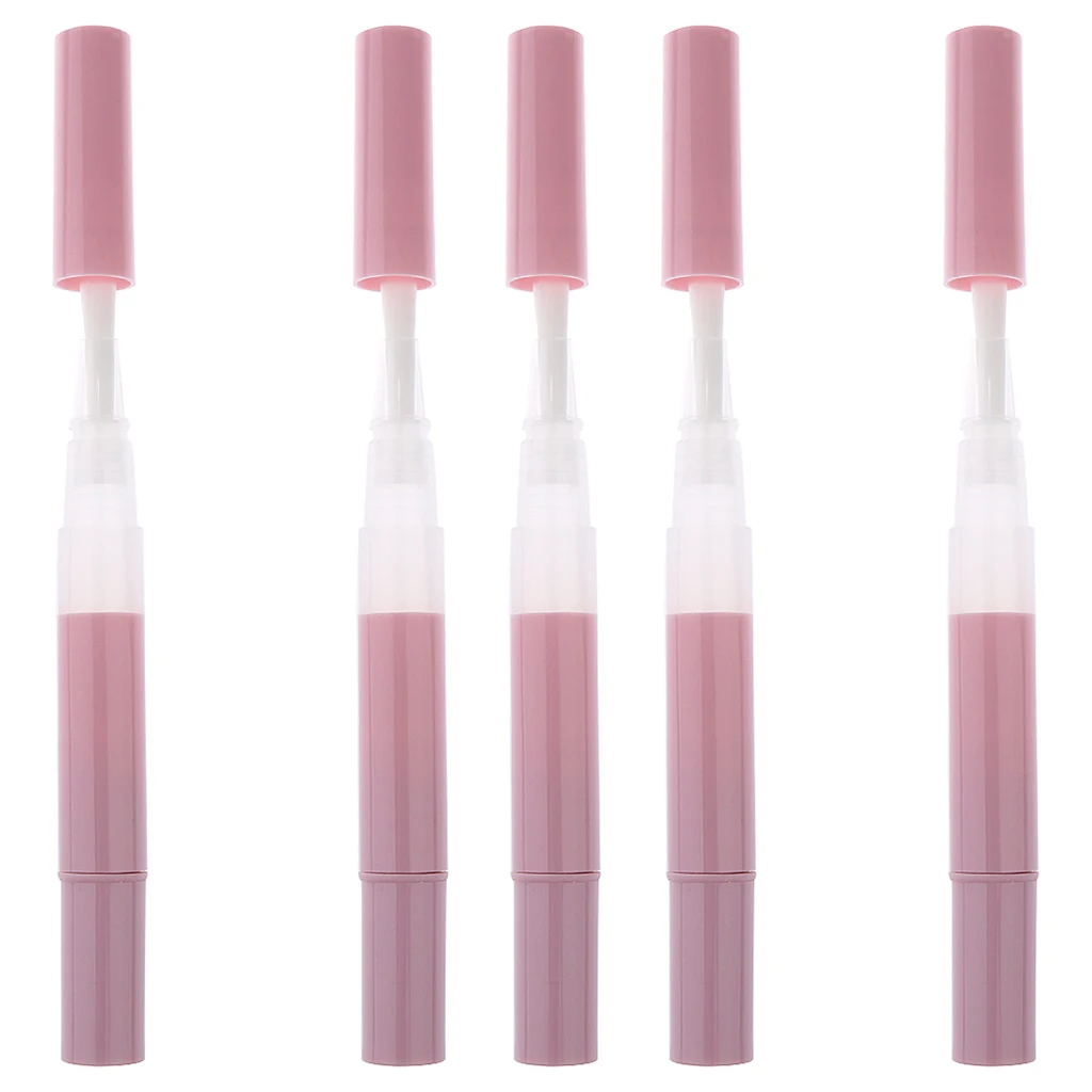 5x 3ml Empty  Pen Cosmetic Cuticle Oil Container Nail Polish Tube Pink