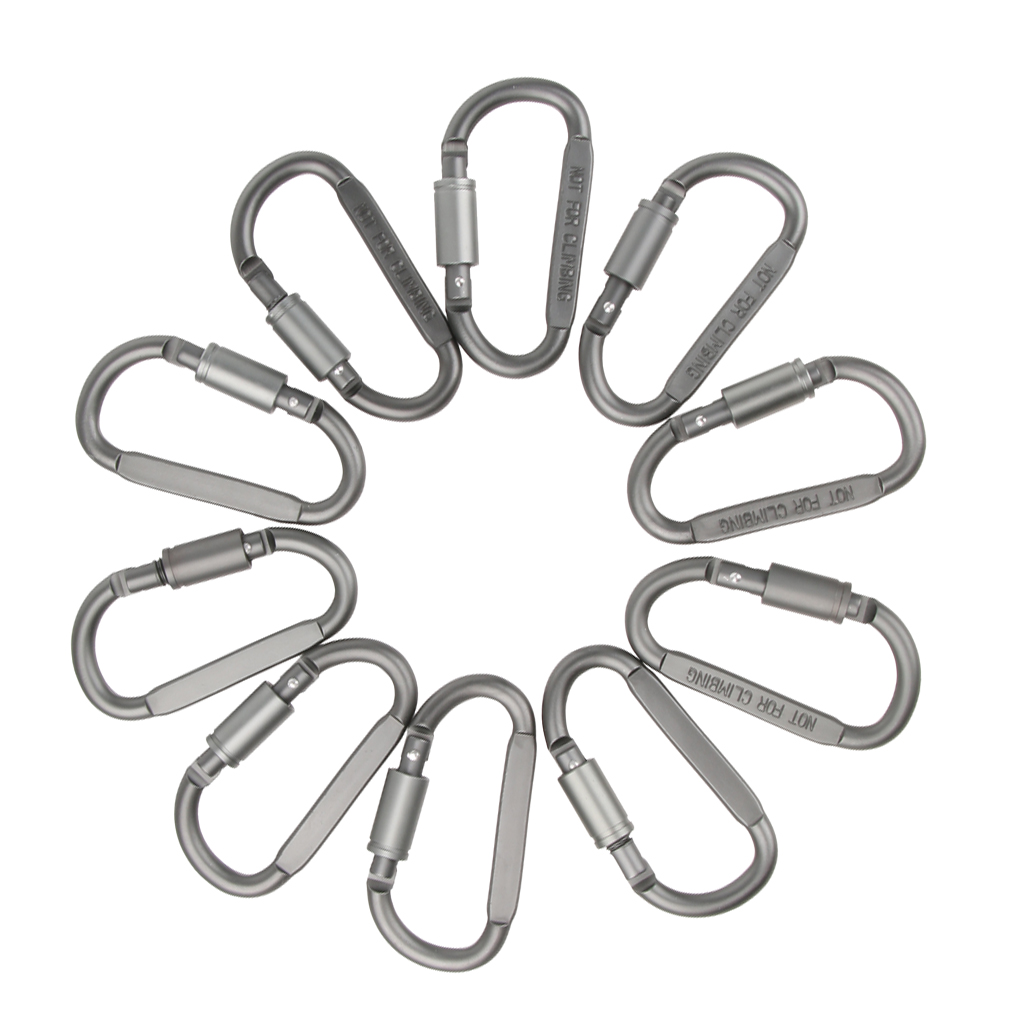 10Pcs Aluminum Carabiner Clip Snap Hook Spring Loaded Carabina Carbine Camping Hiking Backpacking Fishing Tool