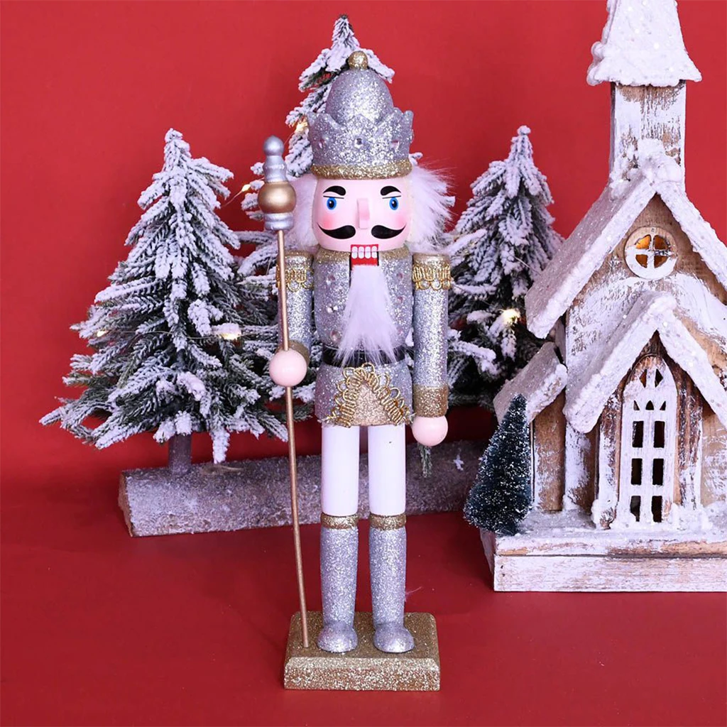 12 inch Wooden Nutcracker King Ornaments Christmas Decoration Figures Gift