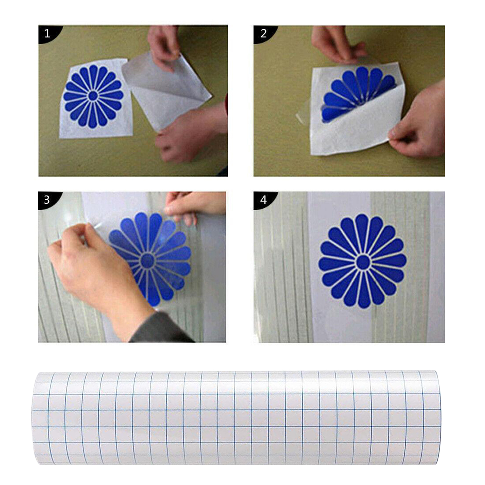 Transfer Tape Roll Vinyl Clear with Square Grid for Home Decor Signs and Window Decal Projects 30x100cm