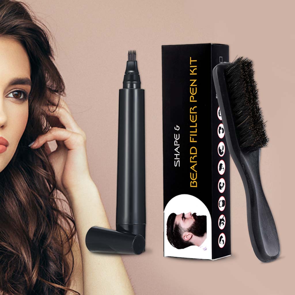Mens Beard Pencil Filler Kit Beard Brush Filling Pen Moustache Coloring
