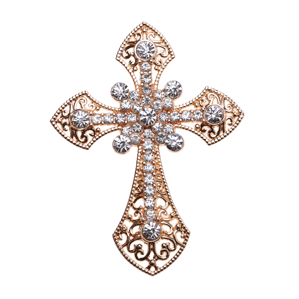 5 Pieces Crystal Cross Shape Embellishments Flatback for Scrapbooking Decoration Crafts 7.5x6.6cm