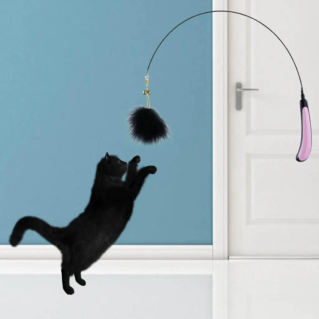 Creative Cat Toy Funny Interesting Household Interactive Wire Feather Cat Teasing Rod Cat Tools Cat Wand for Living Room