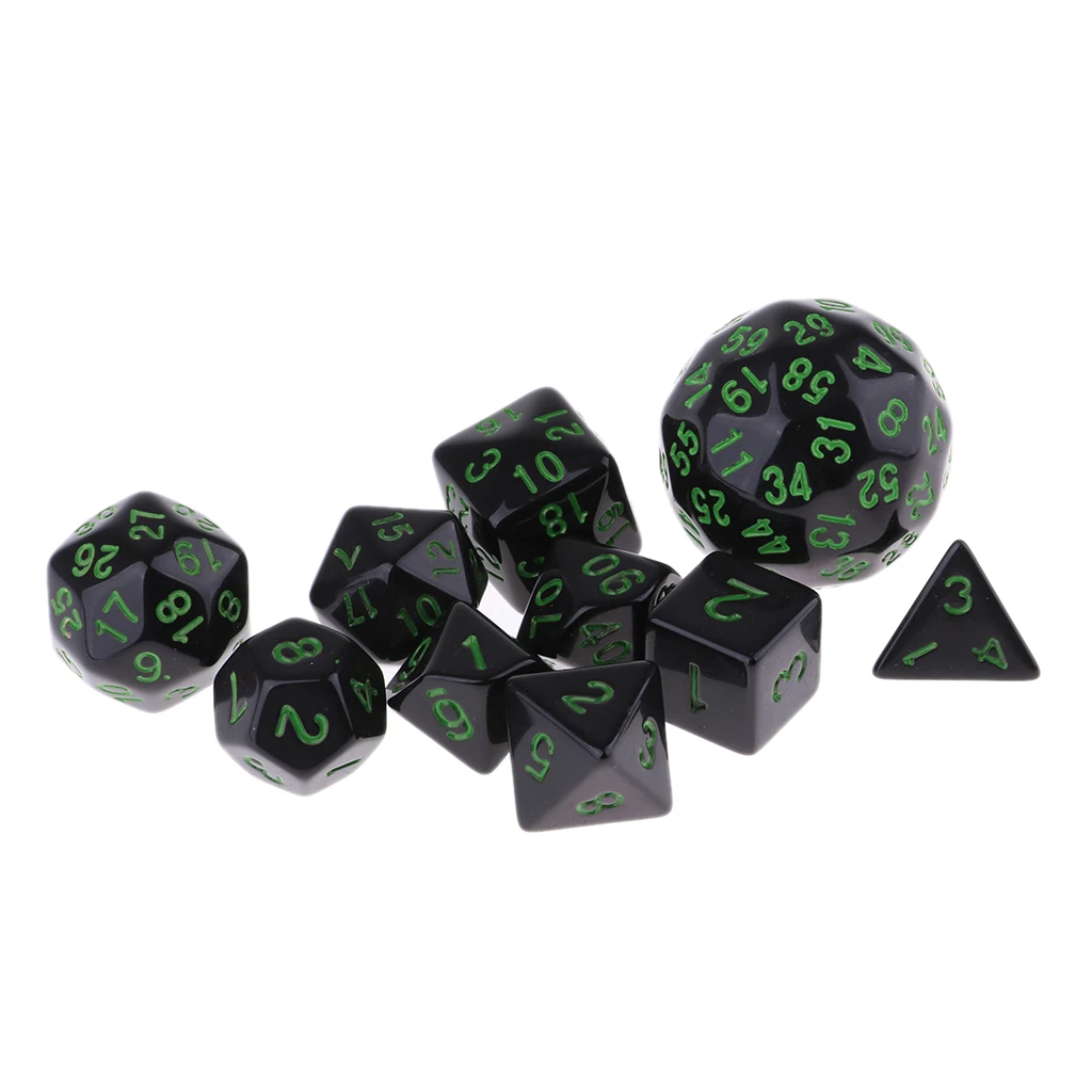 10 Pieces Acrylic Polyhedral Dice for  Dice Casino Party Game