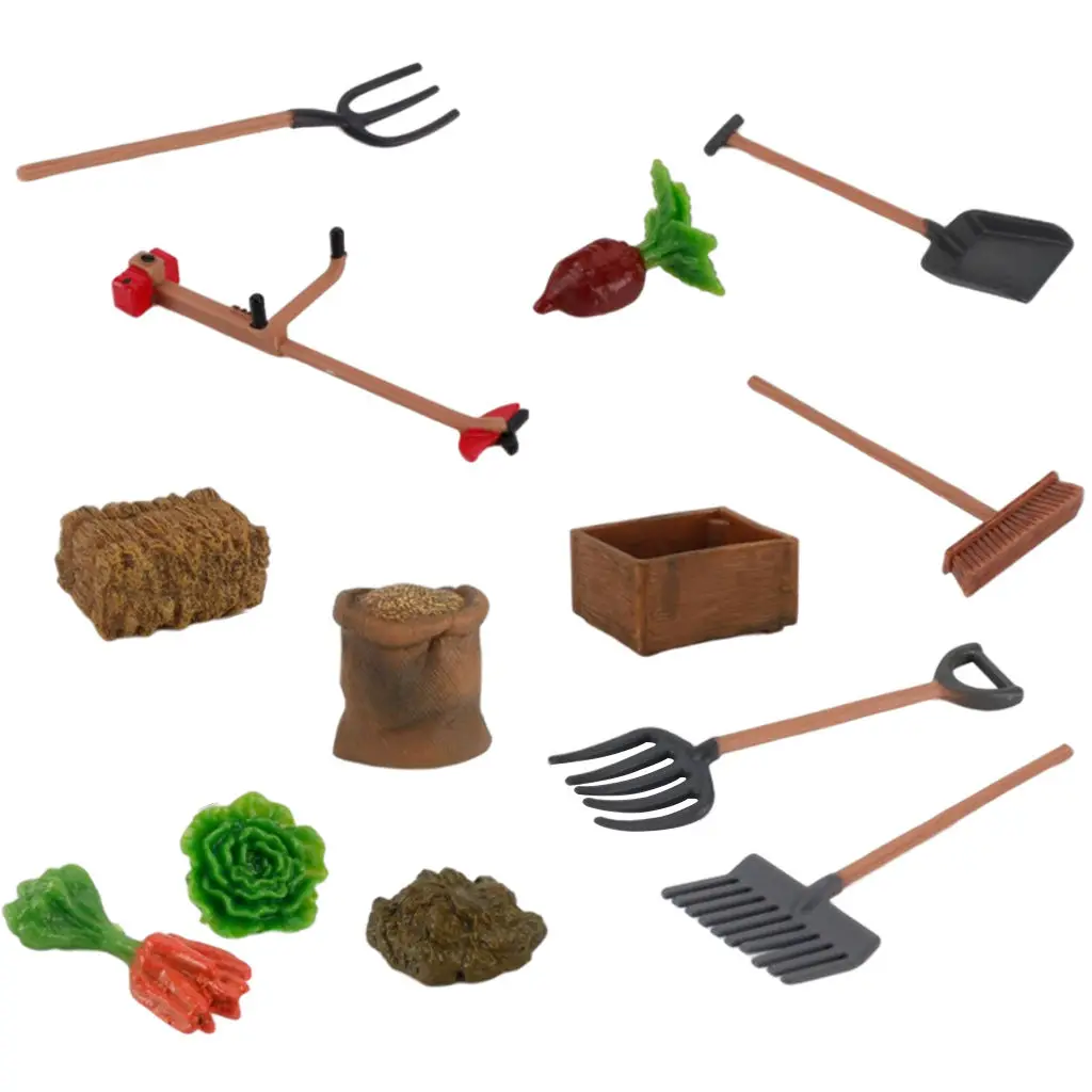 13 PCS Children Mini Gardening Tool Miniature Trowel Fork Mower Fodder Vegetables Garden Tools Pretend Play