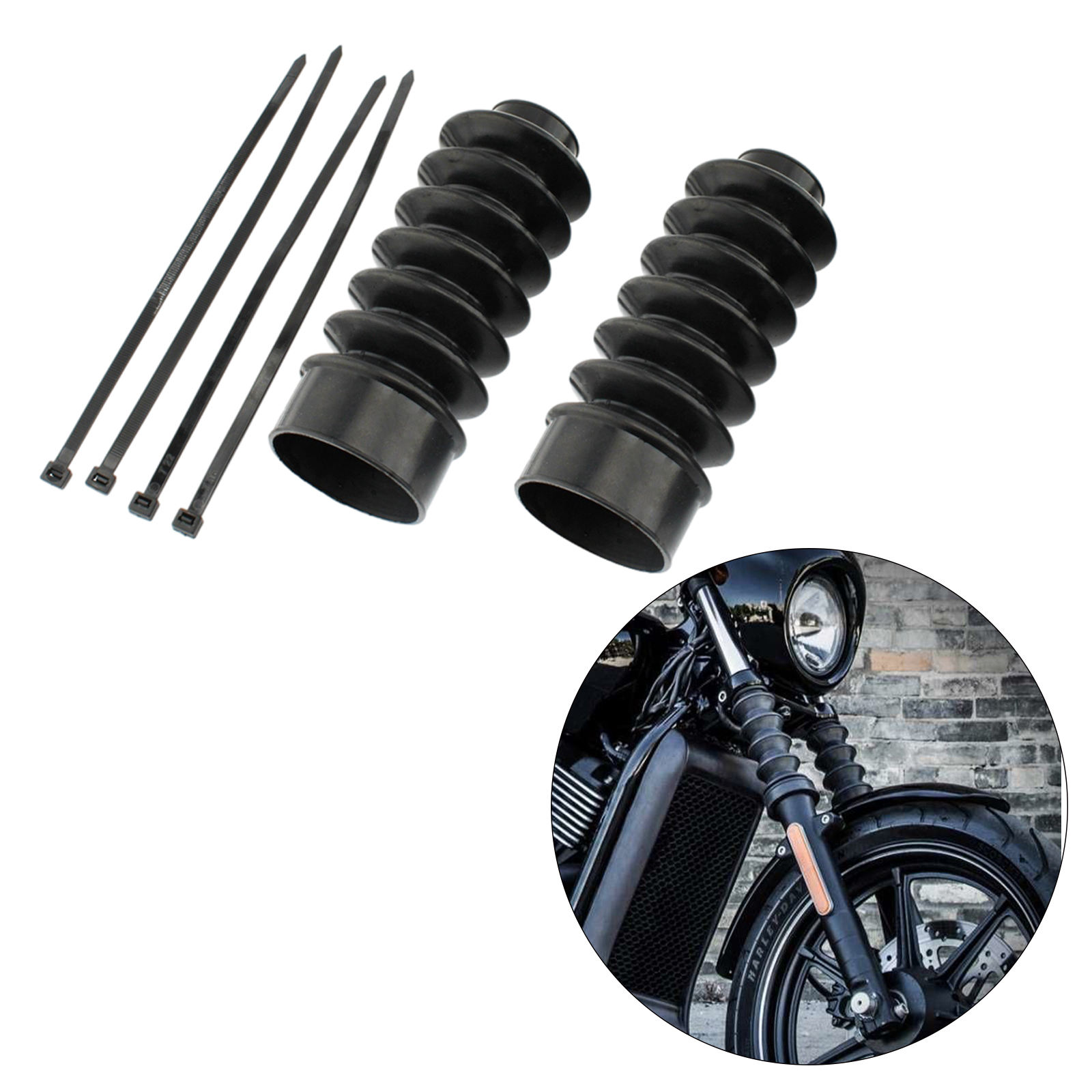 Front Fork Cover Gaiters Dust Cover with 39mm Fork Fit for Harley Davidson XL 1973-up FX XL883 XL1200
