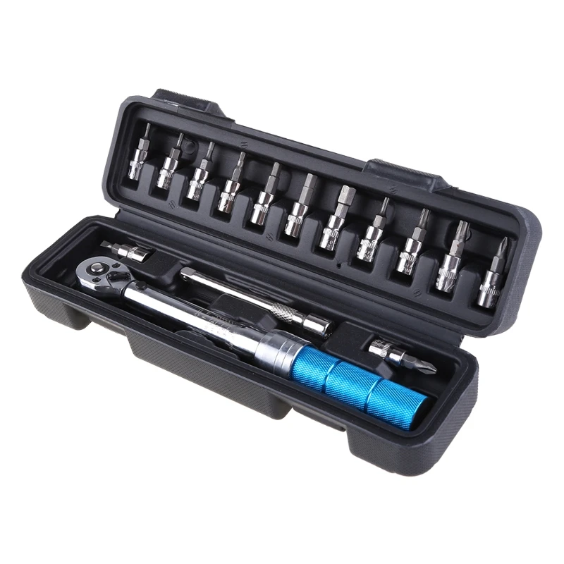 15PCS Bike Torque Wrench Socket Repair Tool Kits for Bicycle Torque Wrench 1/4 