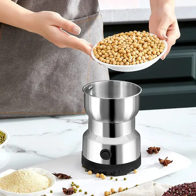 Electric Coffee Grinder Household Cereals Nuts Spices Beans Flour Grinder  Machine Portable Multifunctional Kitchen Chopper Blade - AliExpress