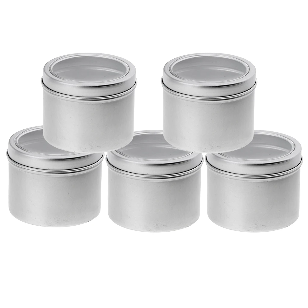 5 Pcs Aluminum Tin Jars (100ml) Cosmetic Containers Round Tin Cans with Screw