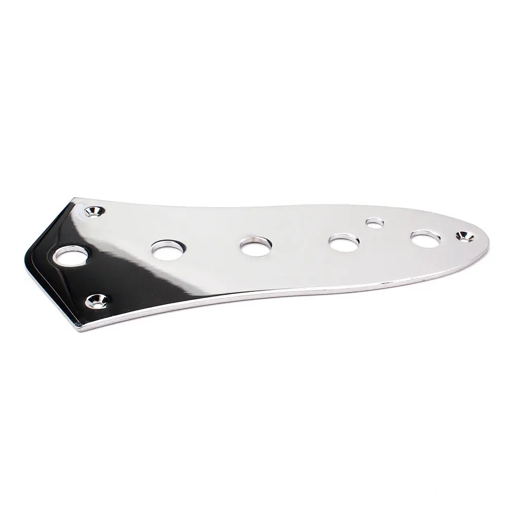 Shiny Steel 5 Holes Control Plate for Jazz Bass Guitar Chrome