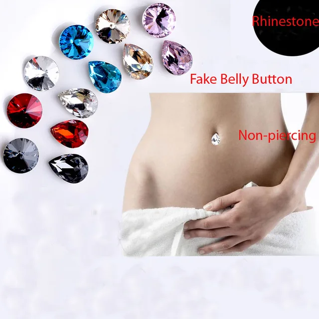 1pc Fake Belly Button Piercing Real Crystal Navel Dress Fake Septum Body  Decorations Bikini Jewelry For Women Non-piercing - Piercing Jewelry -  AliExpress