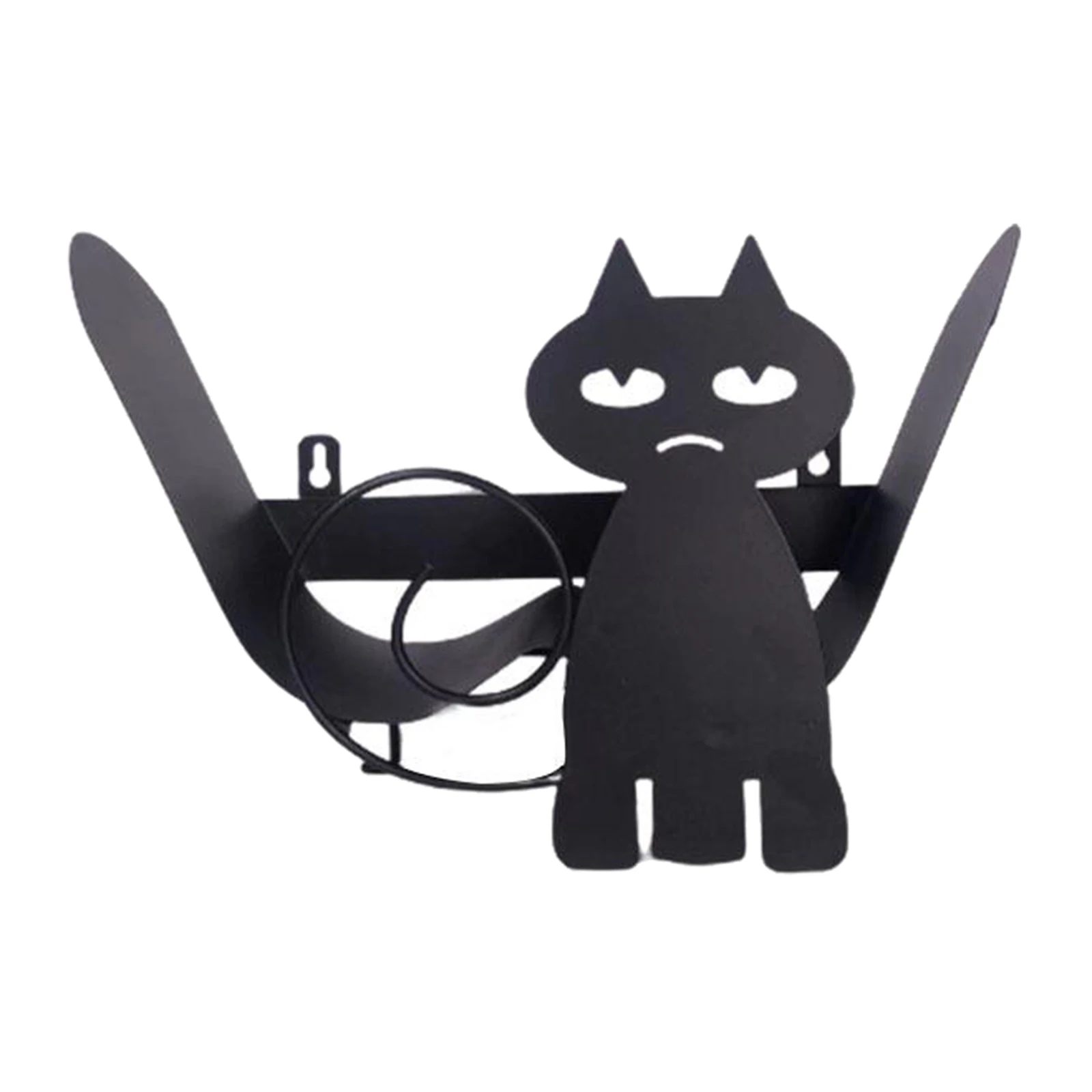 Home Iron Roll Paper Towel Holder Black Cat Crafts Bathroom Rack Ornaments Toilet Roll Holder Kitchen Bathroom Storage