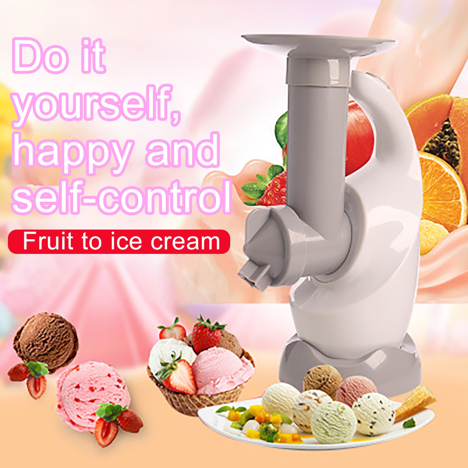 Automatic Ice Cream Maker Yogurt Sherbet Machine Compressor EU DIY Large Sprout Easy Operation
