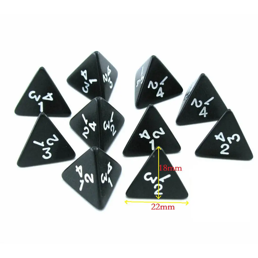 10pcs Creative D4 Dices 4 Sided Game Dice for TRPG Role Play Toys Black