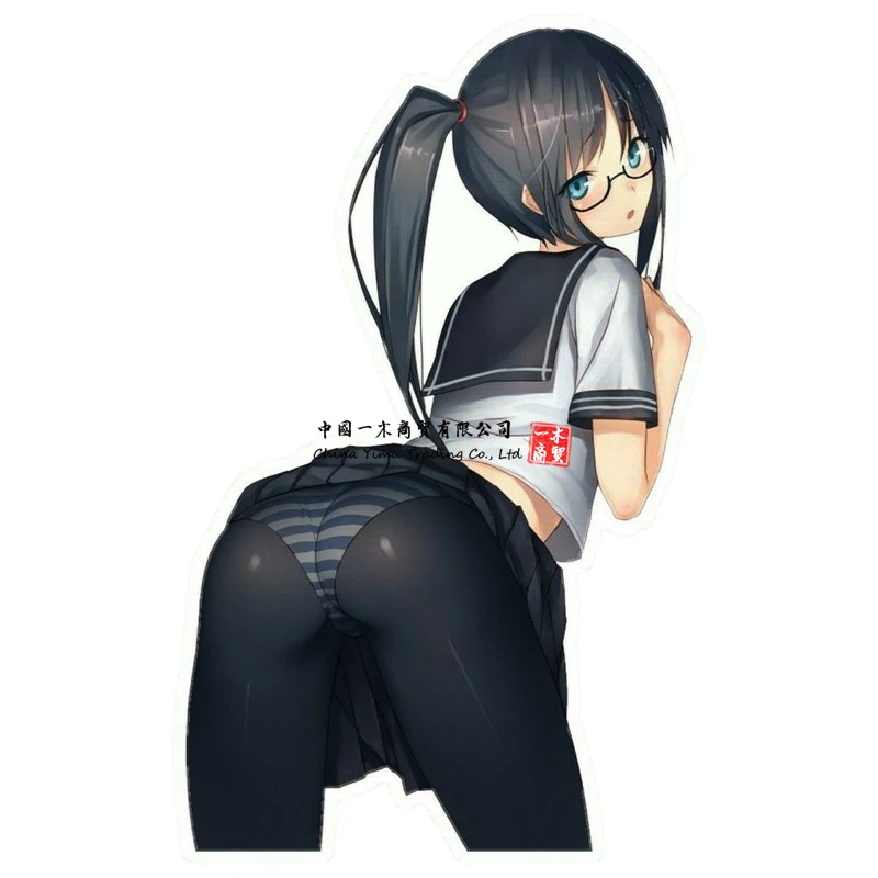 Cute Ecchi Porn - Anime Girl Striped Panties Waifu Ecchi Lewd Sticker Vinyl Decal Bumper  Sticker|Car Stickers| - AliExpress