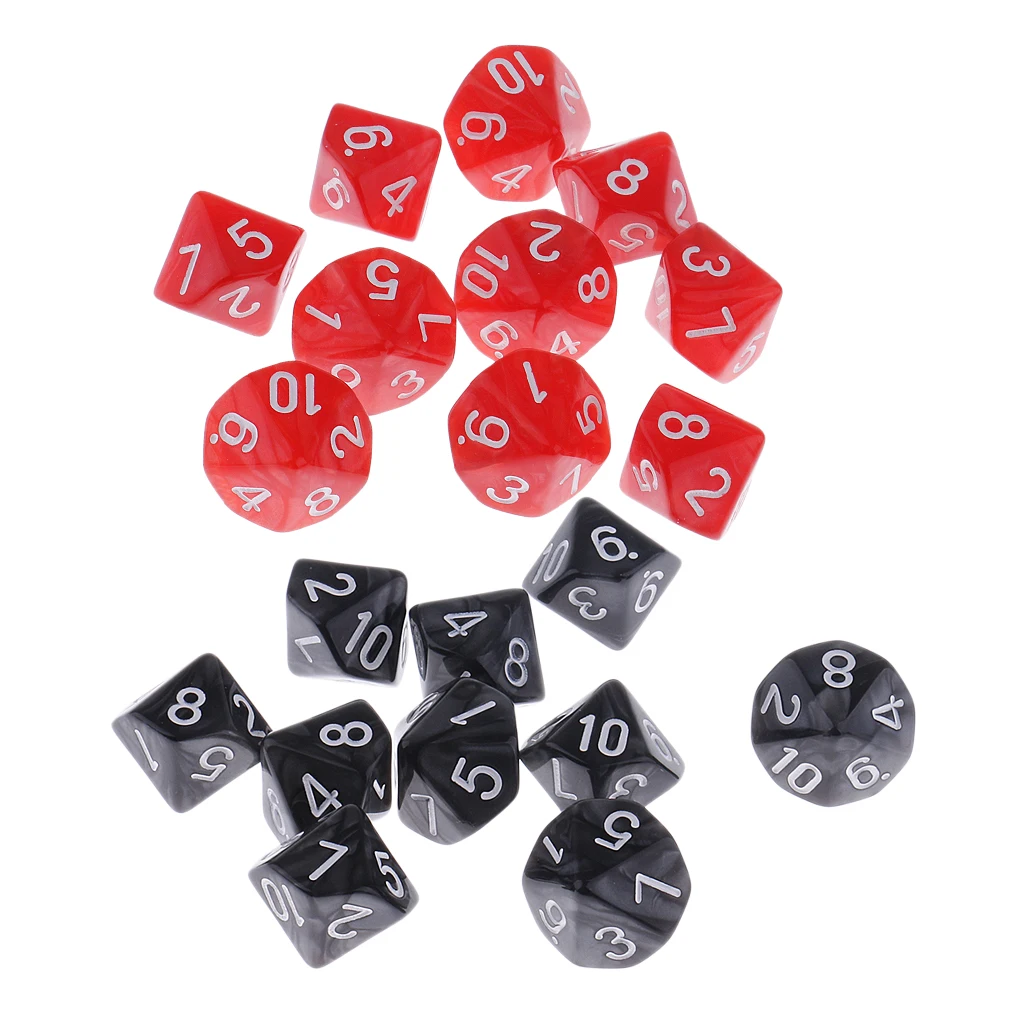 20 Pieces Plastic 10-sided Dice D10 for  Table Games
