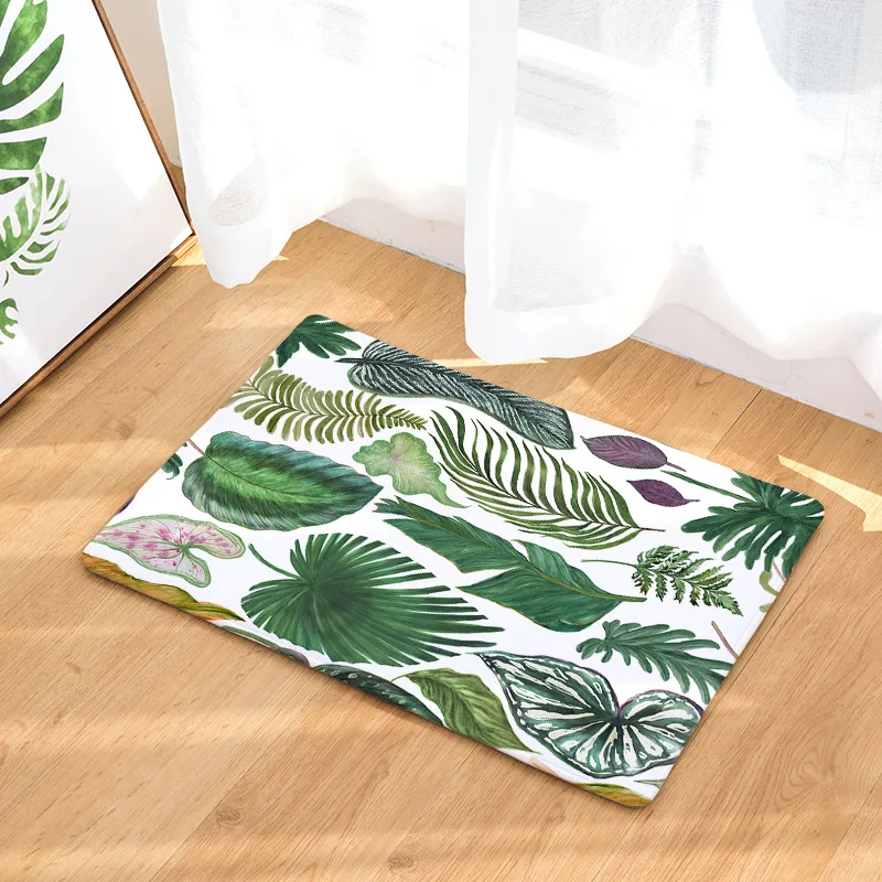 1.7' x 3.3' ALAZA Oil Painting Jungle Palm Leaf Sloth Non Slip Kitchen Floor Mat Kitchen Rug for Entryway Hallway Bathroom Living Room Bedroom 39 x 20 inches 