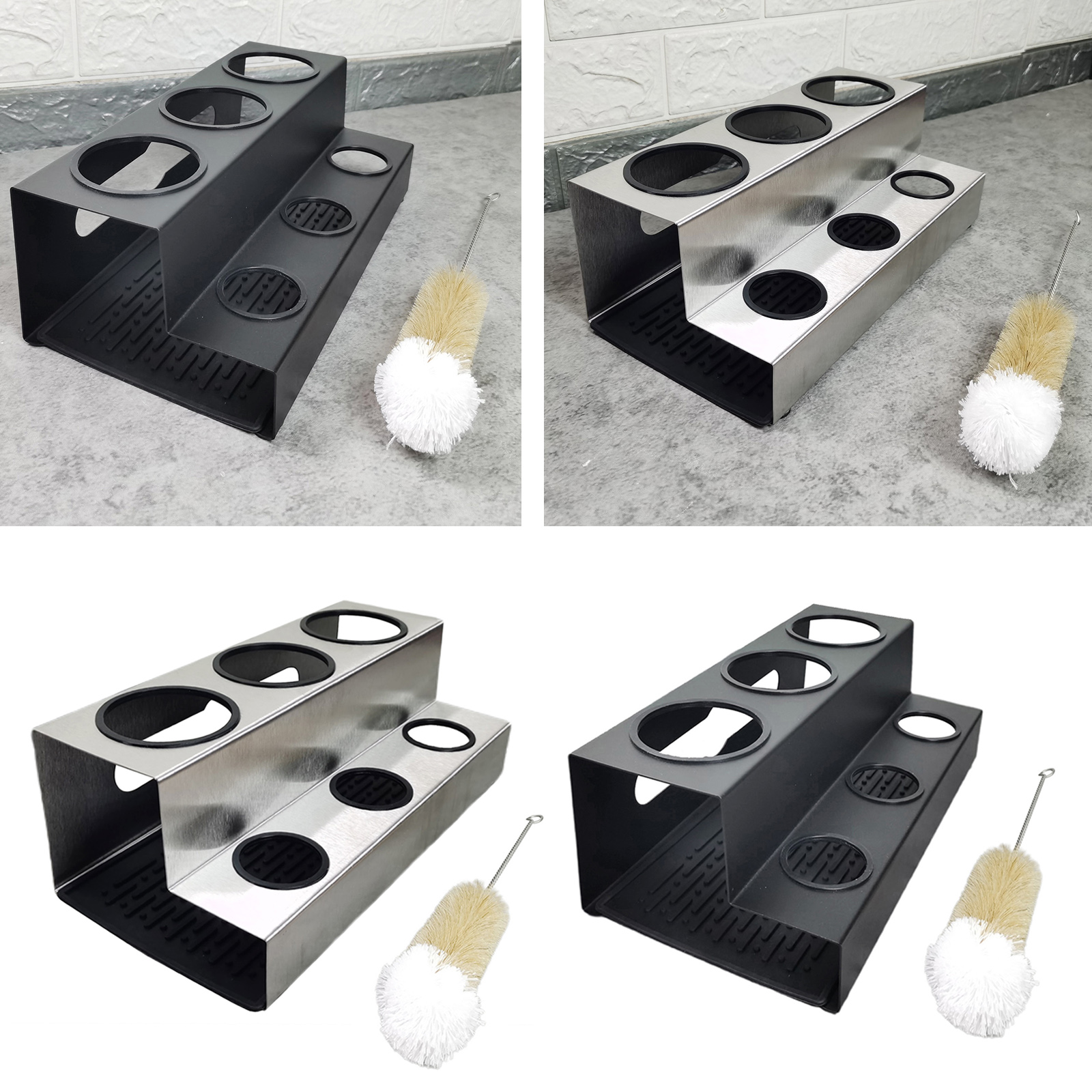 Stainless Soda Bottle Drip Holder Drying Draining Rack w/ Drip Tray