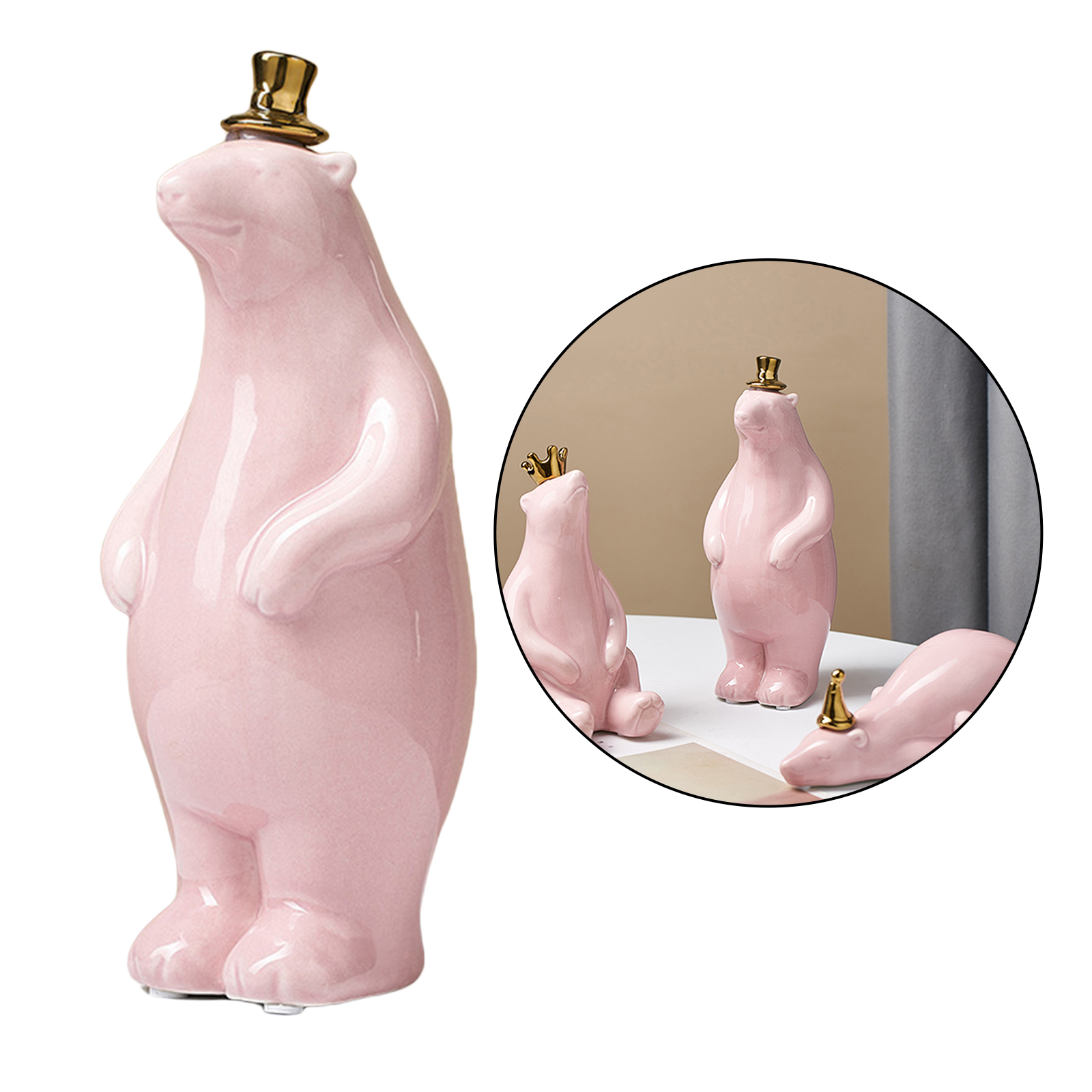 Cute Polar Bear Figurine Ceramic Sculpture Artware Home Desktop Decorations