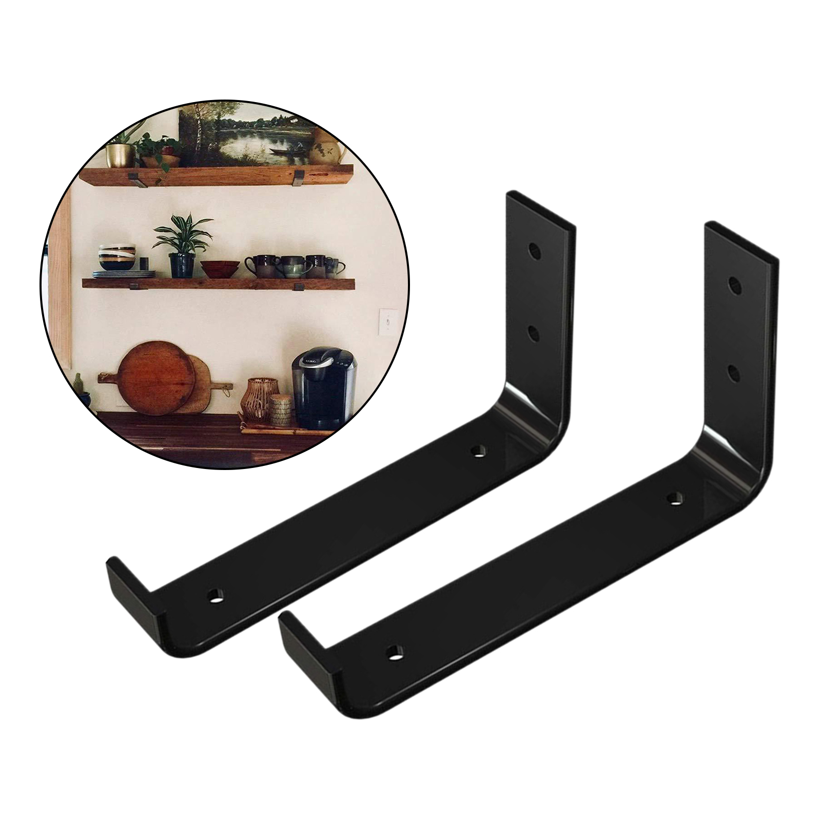 Rustic L-shaped Iron Shelf Brackets for Shelves Heavy Duty Art Triangle Wall Bracket Support Farmhouse Wall Mount Kitchen Office