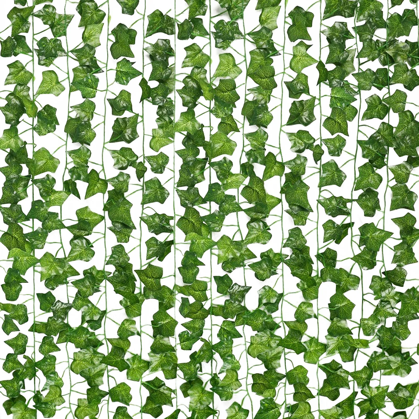 12Pcs Artificial Ivy Vine Leaf Garland Green Rattan Plants Fake Foliage Flowers
