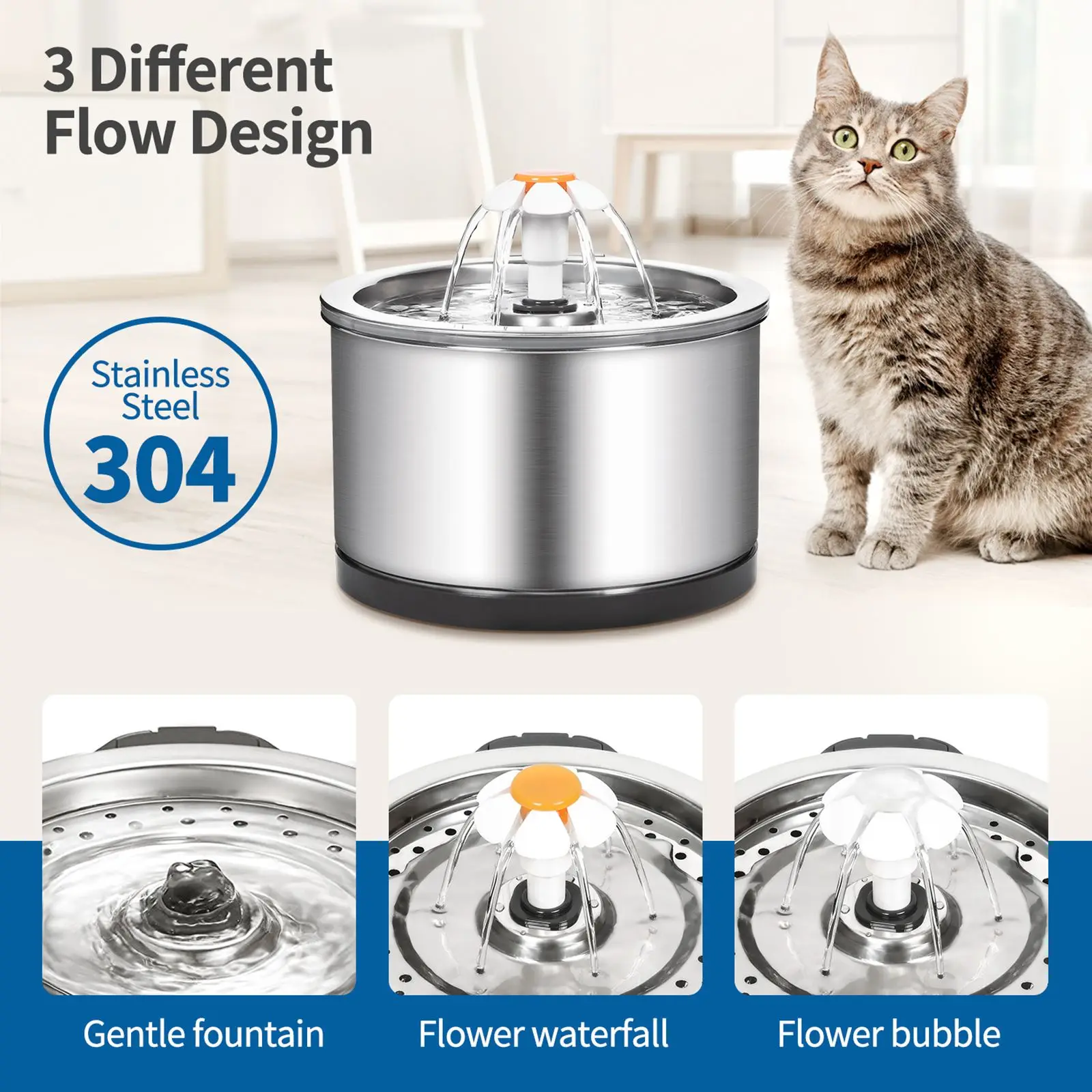 Quiet Cat Water Fountain Automatic Auto Pet Waterfall USB Drinking Bowl