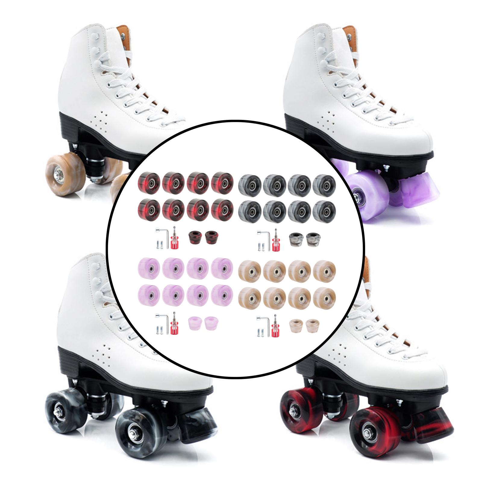 Set of 8 Roller Skate Wheels with Bearings Installed Quad Wheels for Double Row Skating and Skateboard, 32mm x 58mm 82A