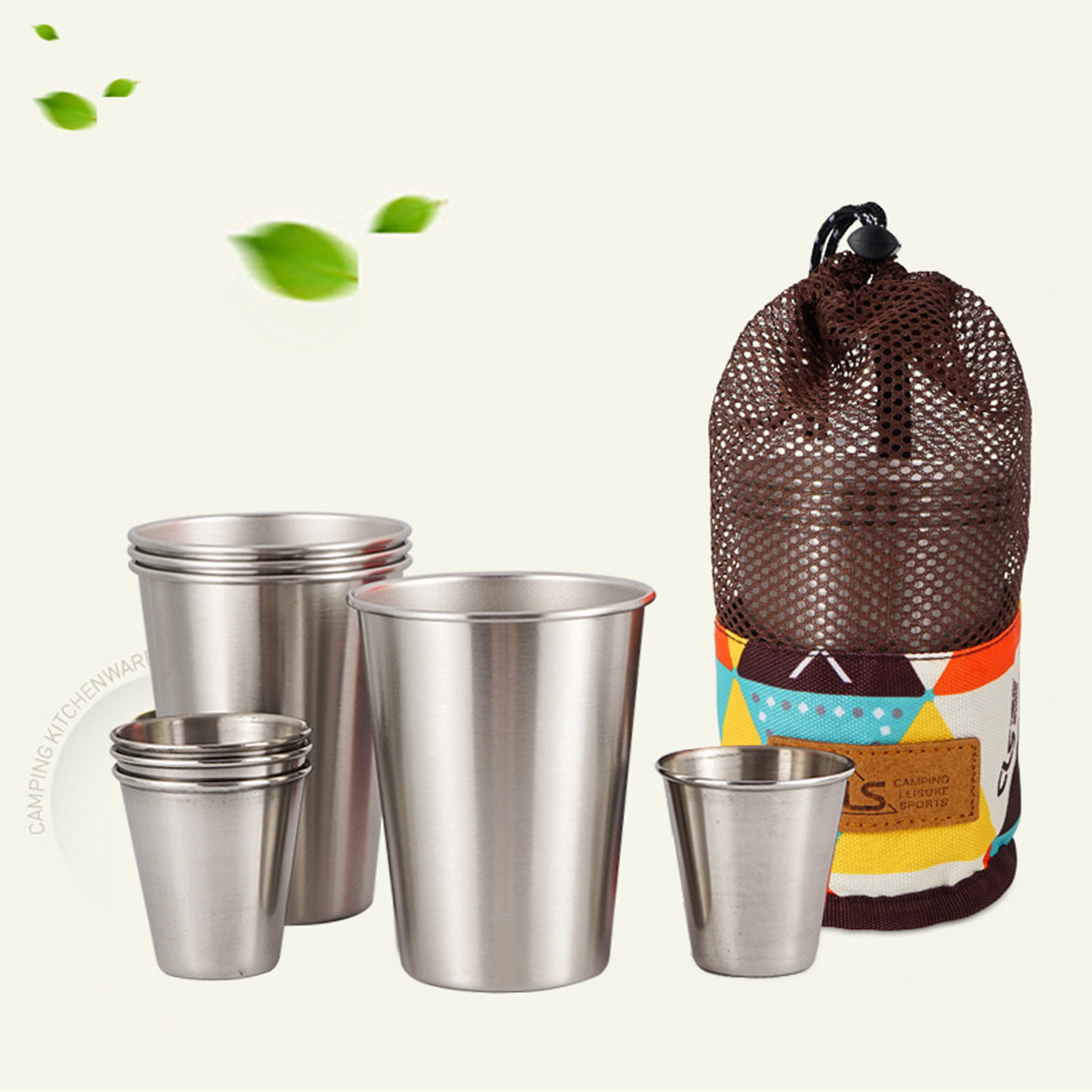 8Pcs Stackable Stainless Steel Cup Drinking Cups Picnic Short Glasses Mug