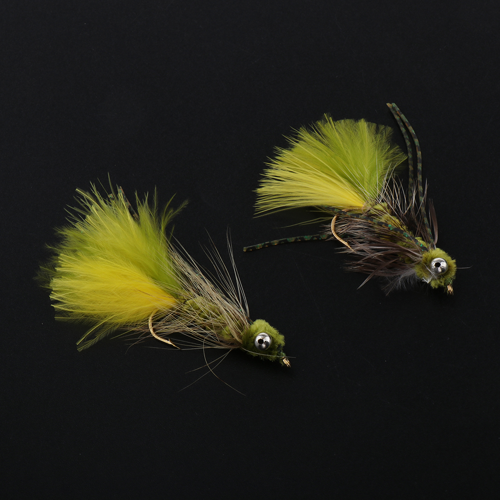 2 Pieces Hand-tied Fly Fishing Lures Nymphs Streamers For Bass Trout Fishing