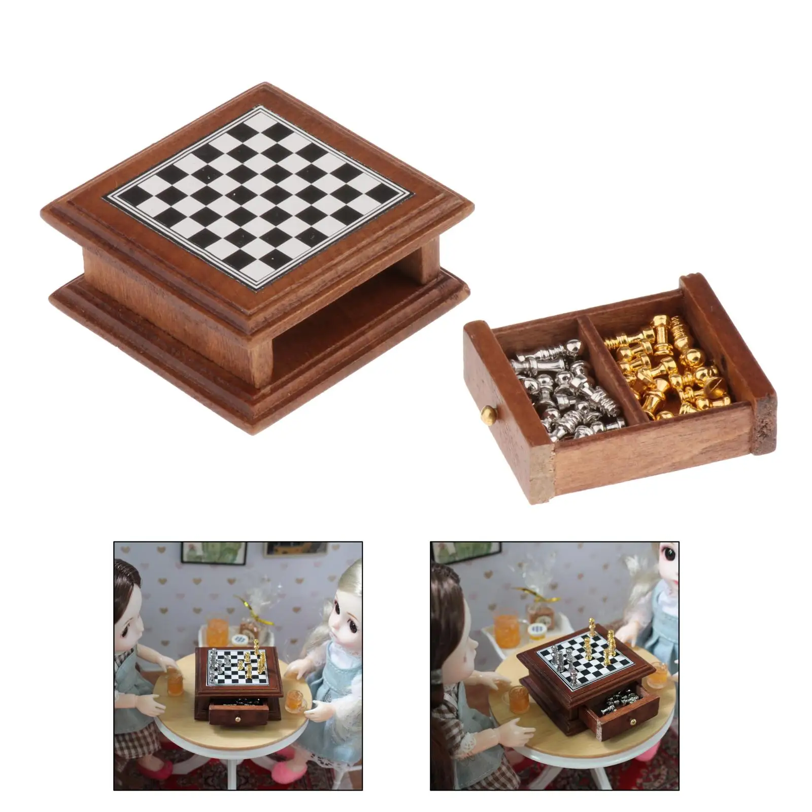 1:12 Dollhouse Miniature Chess Set Board Toys Chess Game Dollhouse Kids Toys