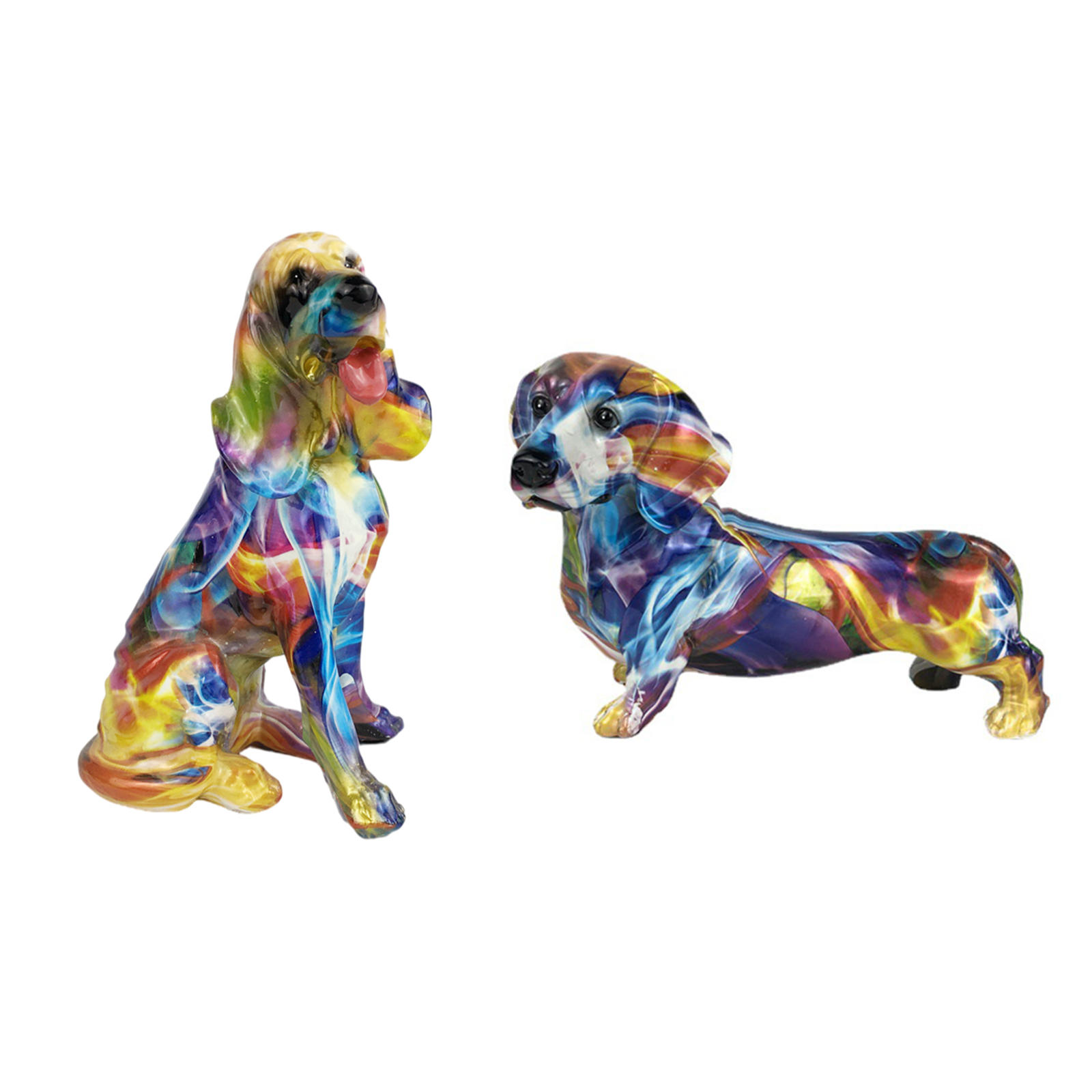 Graffiti Art Dachshund Statue Resin Figurine for Bedroom Home Gift Crafts Decoration