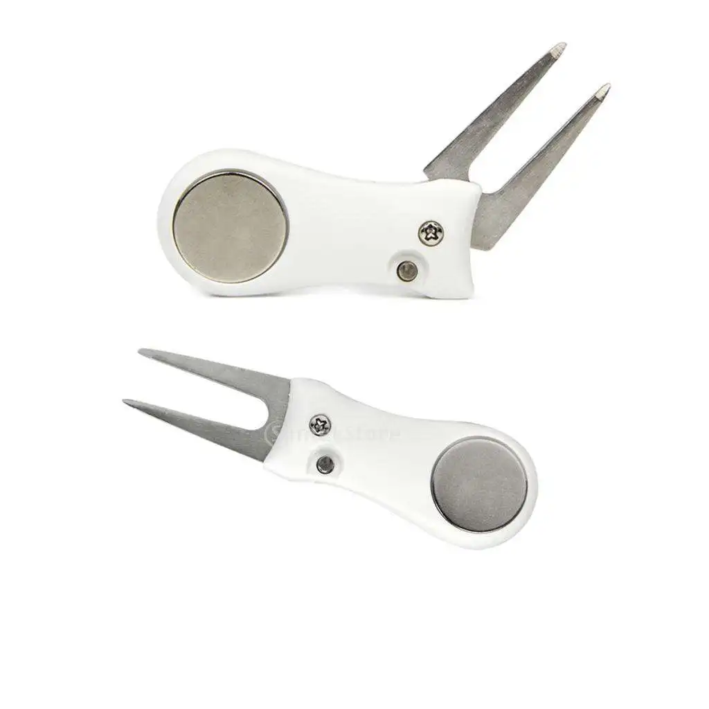 Durable Golf Divot Repairing Fork Tool Prongs Pocket Size Fork For Golf Club Golfer White