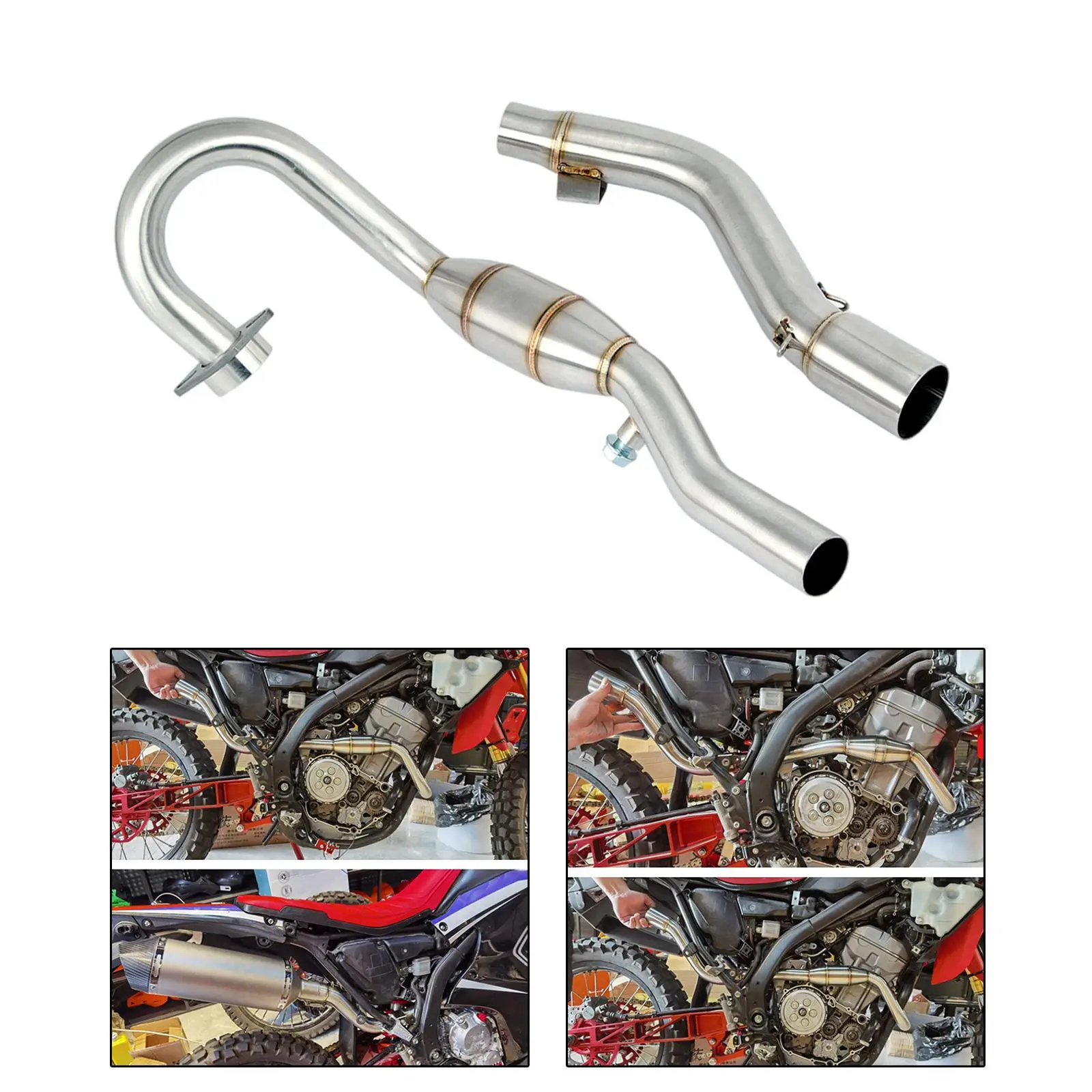 Mid Exhaust Pipe Slip On 304 Stainless Steel Front Middle Section Mid‐Pipe Pipe Header for Honda Crf250L 250L Rally 12-21