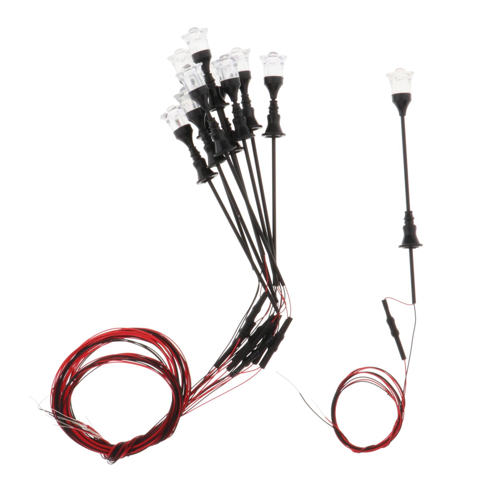 10pcs Street Lights Railway Miniature LED Lamppost Model HO TT N 1:100-1:150